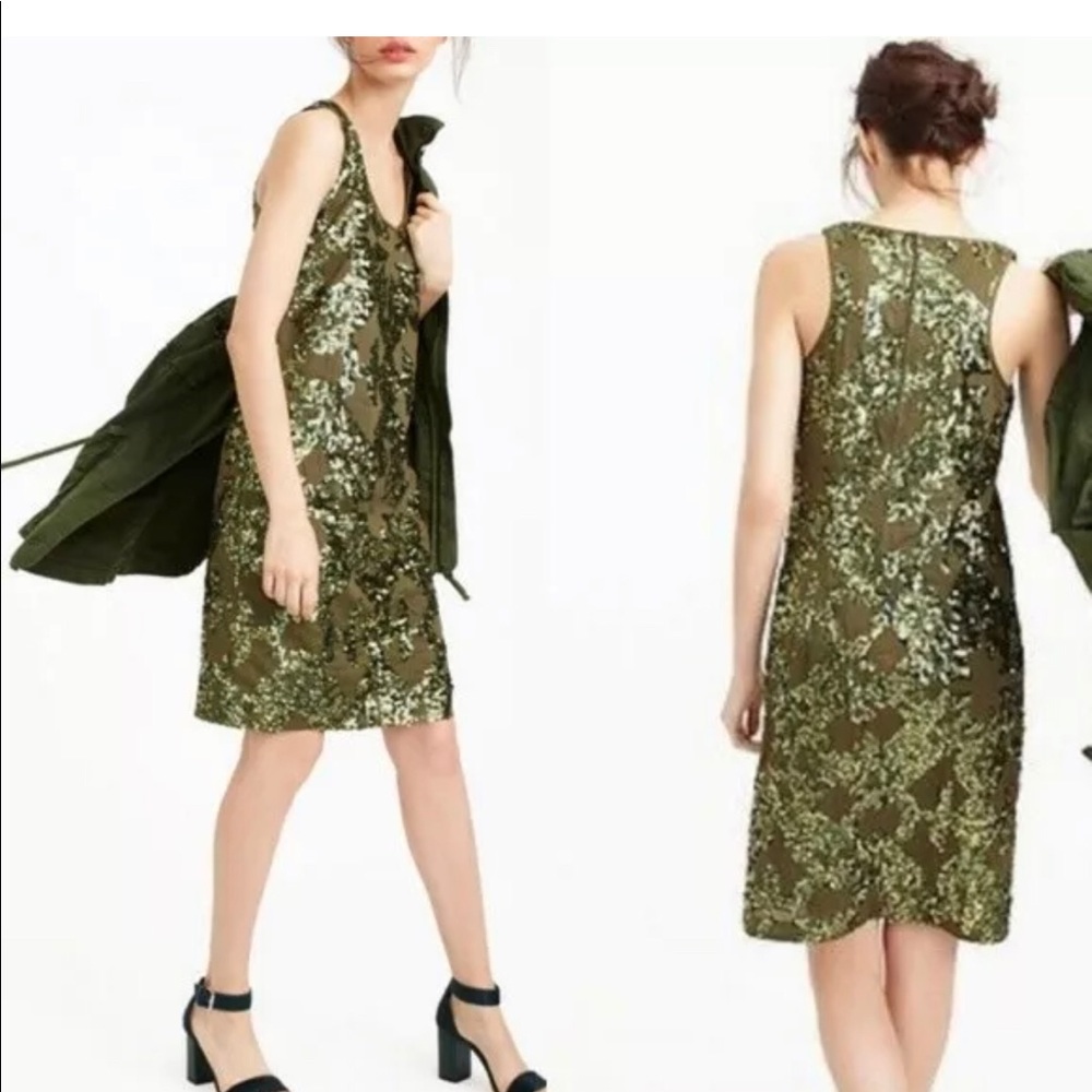J. Crew Sequin Green Dress 12